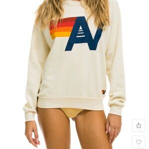 NWT Aviator Nation Unisex Classic Logo Sweatshirt in Vintage White Small